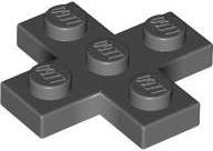 Lego (N) ~ Plate Modified 3 x 3 Cross ~ [Dark Bluish Gray]