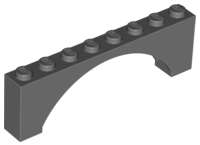 Lego (U) ~ Arch 1 x 8 x 2 Raised ~ [Dark Bluish Gray]