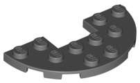 Lego (N) ~ Plate Round Half 3 x 6 with 1 x 2 Cutout ~ [Dark Bluish Gray]