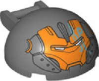 Lego (N) ~ Windscreen 4 x 4 x 1 2/3 Canopy Half Sphere with Bar Handle and Oran ~ [Dark Bluish Gray]