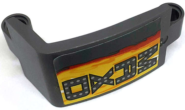 Lego (U) ~ Technic Panel Curved 3 x 5 x 3 with 'MAX-D' and Flames Pattern Mode ~ [Dark Bluish Gray]