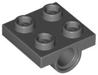 Lego (U) ~ Plate Modified 2 x 2 with Pin Hole ~ [Dark Bluish Gray]