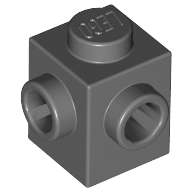 Lego (N) ~ Brick Modified 1 x 1 with Studs on 2 Sides Adjacent ~ [Dark Bluish Gray]