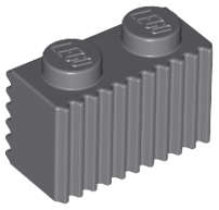 Lego (U) ~ Brick Modified 1 x 2 with Grille / Fluted Profile ~ [Dark Bluish Gray]