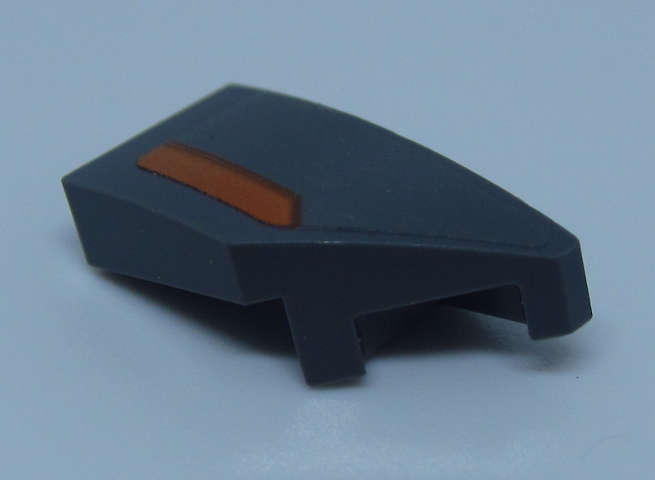 Lego (U) ~ Wedge 2 x 1 x 2/3 Right with Orange Stripe Pattern (Sticker) - Set  ~ [Dark Bluish Gray]
