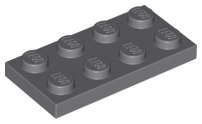 Lego (U) ~ Plate 2 x 4 ~ [Dark Bluish Gray]