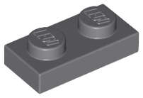 Lego (N) ~ Plate 1 x 2 ~ [Dark Bluish Gray]