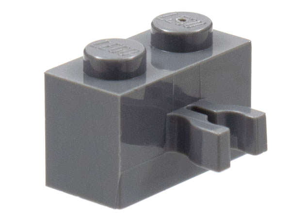 Lego (U) ~ Brick Modified 1 x 2 with Clip (Vertical Grip) (Undetermined Type) ~ [Dark Bluish Gray]