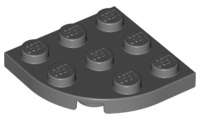Lego (N) ~ Plate Round Corner 3 x 3 ~ [Dark Bluish Gray]