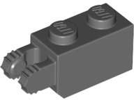 Lego (U) ~ Hinge Brick 1 x 2 Locking with 2 Fingers Vertical End ~ [Dark Bluish Gray]