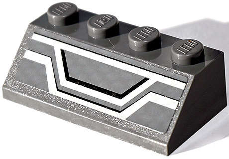 Lego (U) ~ Slope 45 2 x 4 with Light Bluish Gray and Black Lines (Front Air Gr ~ [Dark Bluish Gray]