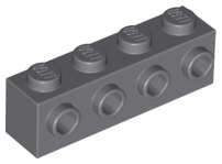 Lego (N) ~ Brick Modified 1 x 4 with Studs on Side ~ [Dark Bluish Gray]
