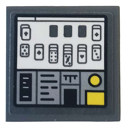 Lego (U) ~ Tile 2 x 2 with Control Panel with Solitaire Game and Switches Patt ~ [Dark Bluish Gray]