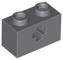 Lego (N) ~ Technic Brick 1 x 2 with Axle Hole ~ [Dark Bluish Gray]