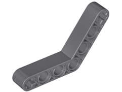 Lego (U) ~ Technic Liftarm Modified Bent Thick 1 x 7 (4 - 4) ~ [Dark Bluish Gray]