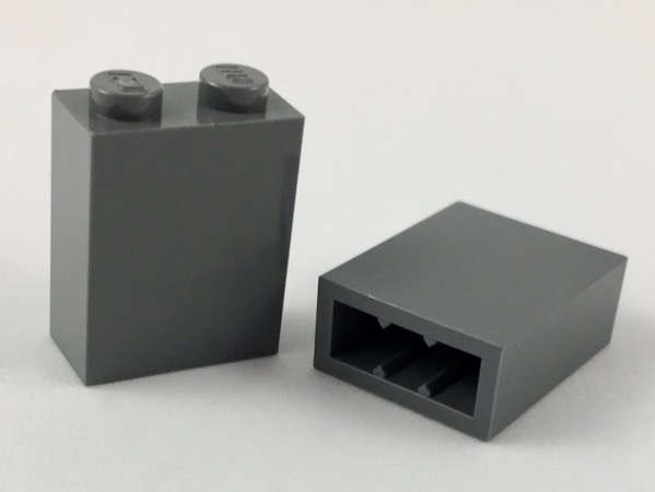 Lego (N) ~ Brick 1 x 2 x 2 with Inside Stud Holder ~ [Dark Bluish Gray]