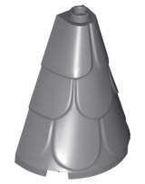Lego (N) ~ Tower Roof 2 x 4 x 4 Half Cone Shaped with Roof Tiles ~ [Dark Bluish Gray]