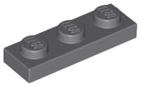 Lego (N) ~ Plate 1 x 3 ~ [Dark Bluish Gray]