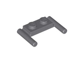 Lego (N) ~ Plate Modified 1 x 2 with Bar Handles - Flat Ends Low Attachment ~ [Dark Bluish Gray]
