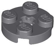 Lego (N) ~ Plate Round 2 x 2 with Axle Hole ~ [Dark Bluish Gray]