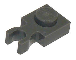 Lego (U) ~ Plate Modified 1 x 1 with U Clip Thin (Vertical Grip) ~ [Dark Bluish Gray]