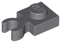 Lego (U) ~ Plate Modified 1 x 1 with Open O Clip Thick (Vertical Grip) ~ [Dark Bluish Gray]