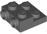 Lego (N) ~ Plate Modified 2 x 2 x 2/3 with 2 Studs on Side - Hollow Bottom Tube ~ [Dark Bluish Gray]