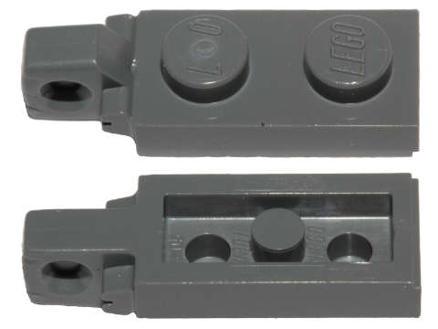 Lego (U) ~ Hinge Plate 1 x 2 Locking with 1 Finger on End with Bottom Groove ~ [Dark Bluish Gray]