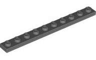 Lego (N) ~ Plate 1 x 10 ~ [Dark Bluish Gray]