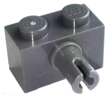 Lego (N) ~ Brick Modified 1 x 2 with Pin and Bottom Stud Holder ~ [Dark Bluish Gray]