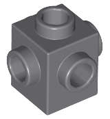 Lego (N) ~ Brick Modified 1 x 1 with Studs on 4 Sides ~ [Dark Bluish Gray]