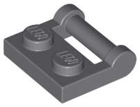 Lego (N) ~ Plate Modified 1 x 2 with Bar Handle on Side - Closed Ends ~ [Dark Bluish Gray]