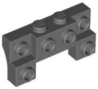 Lego (U) ~ Brick Modified 2 x 4 - 1 x 4 with 2 Recessed Studs and Thick Side A ~ [Dark Bluish Gray]