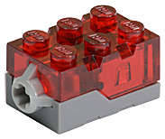 Lego (U) ~ Electric Light Brick 2 x 3 x 1 1/3 with Trans-Red Top and Red LED L ~ [Dark Bluish Gray]