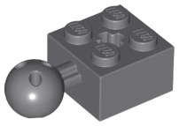 Lego (N) ~ Technic Brick Modified 2 x 2 with Ball Joint and Axle Hole with 6 Ho ~ [Dark Bluish Gray]