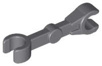 Lego (N) ~ Arm Mechanical Straight with Clips at 90 degrees (Vertical Grip) ~ [Dark Bluish Gray]