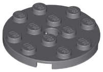 Lego (N) ~ Plate Round 4 x 4 with Hole ~ [Dark Bluish Gray]