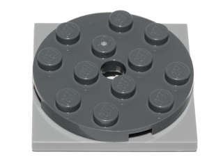 Lego (U) ~ Turntable 4 x 4 x 2/3 with Light Bluish Gray Square Base Free-Spinn ~ [Dark Bluish Gray]
