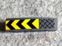 Lego (U) ~ Slope Curved 4 x 1 with Black and Yellow Chevrons and Dark Bluish G ~ [Dark Bluish Gray]