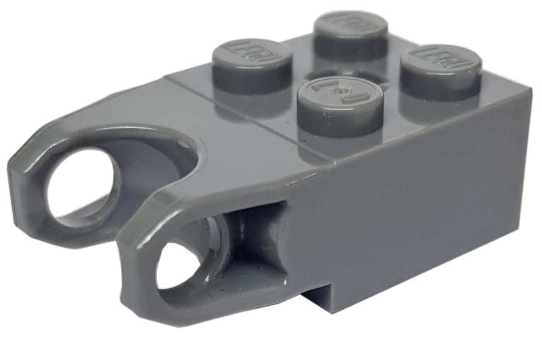 Lego (U) ~ Technic Brick Modified 2 x 2 with Ball Socket and Axle Hole - Angle ~ [Dark Bluish Gray]