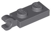 Lego (N) ~ Plate Modified 1 x 2 with Clip on End (Horizontal Grip) ~ [Dark Bluish Gray]