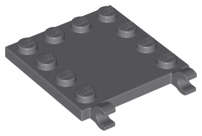 Lego (N) ~ Tile Modified 4 x 4 with Studs on Edges and 2 Open O Clips (Horizont ~ [Dark Bluish Gray]