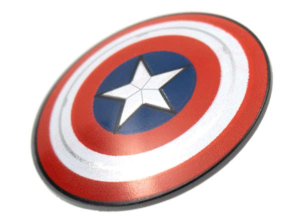 Lego NEW - Dark Bluish Gray Minifigure Shield Circular Convex Face with Red and White Rings Silver
