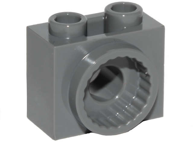 Lego (N) ~ Technic Brick Modified 1 x 2 x 1 1/3 with Rotation Joint Socket ~ [Dark Bluish Gray]