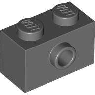 Lego (N) ~ Brick Modified 1 x 2 with Stud on Side with Bottom Stud Holder ~ [Dark Bluish Gray]
