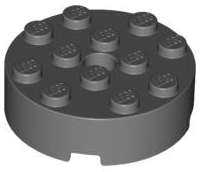 Lego (N) ~ Brick Round 4 x 4 with Hole ~ [Dark Bluish Gray]