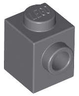 Lego (N) ~ Brick Modified 1 x 1 with Stud on Side ~ [Dark Bluish Gray]