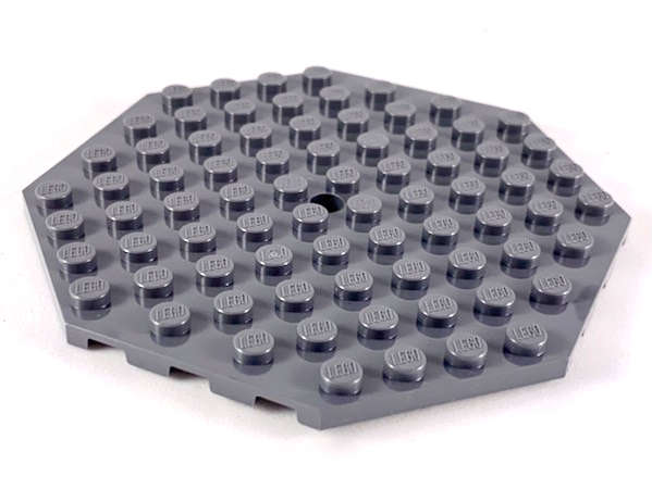 Lego (N) ~ Plate Modified 10 x 10 Octagonal with Hole ~ [Dark Bluish Gray]