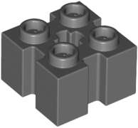 Lego (N) ~ Brick Modified 2 x 2 with Channels and Axle Hole ~ [Dark Bluish Gray]