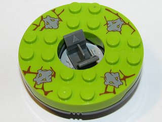 Lego (U) ~ Turntable 6 x 6 x 1 1/3 Round Base with Lime Top with Dark Bluish G ~ [Dark Bluish Gray]